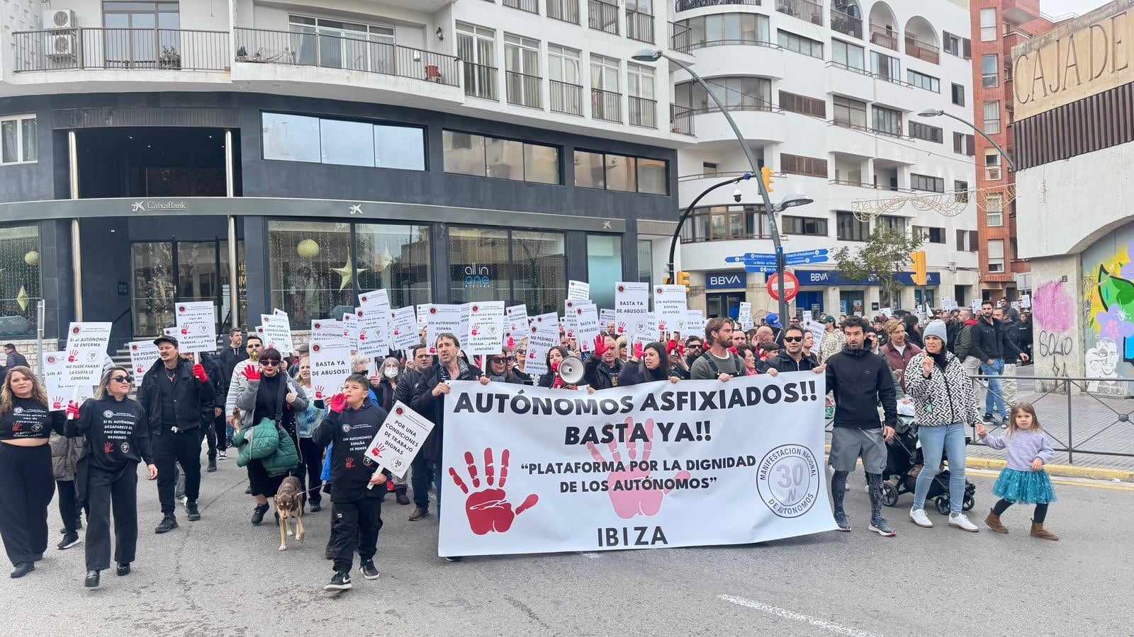 Un momento durante la protesta
