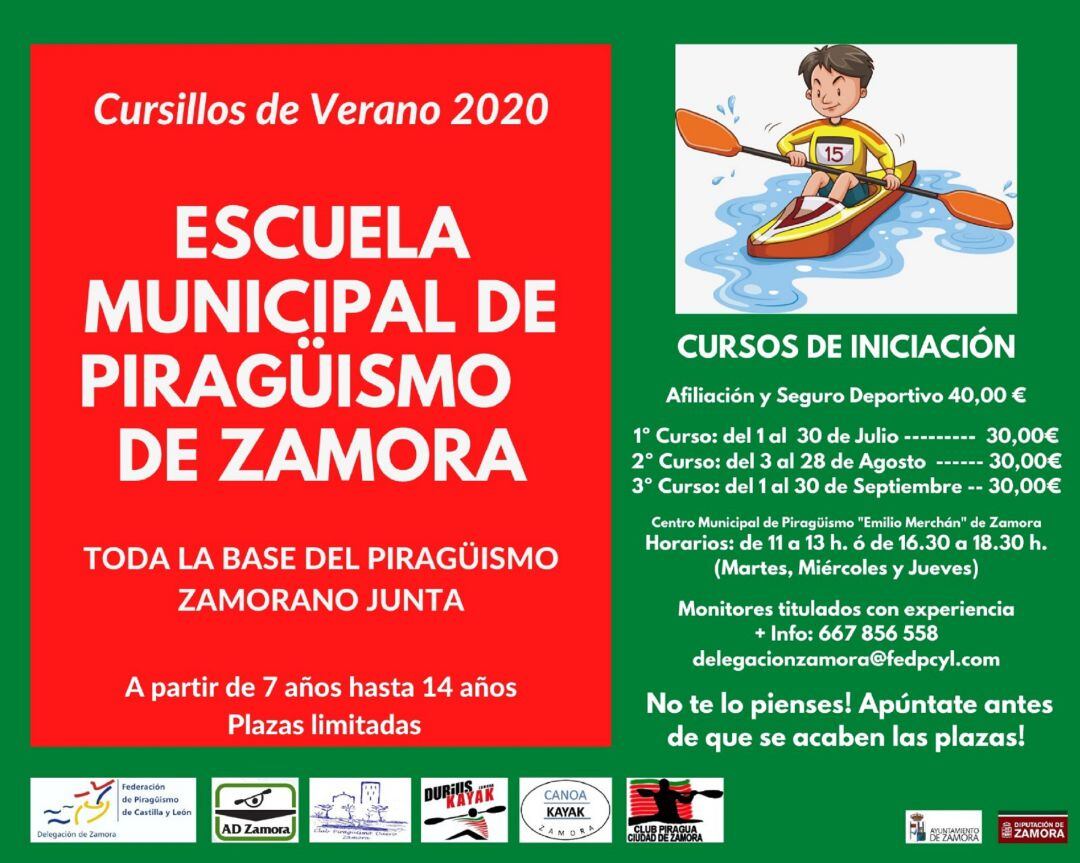 Cartel de los cursillos de iniciación en verano