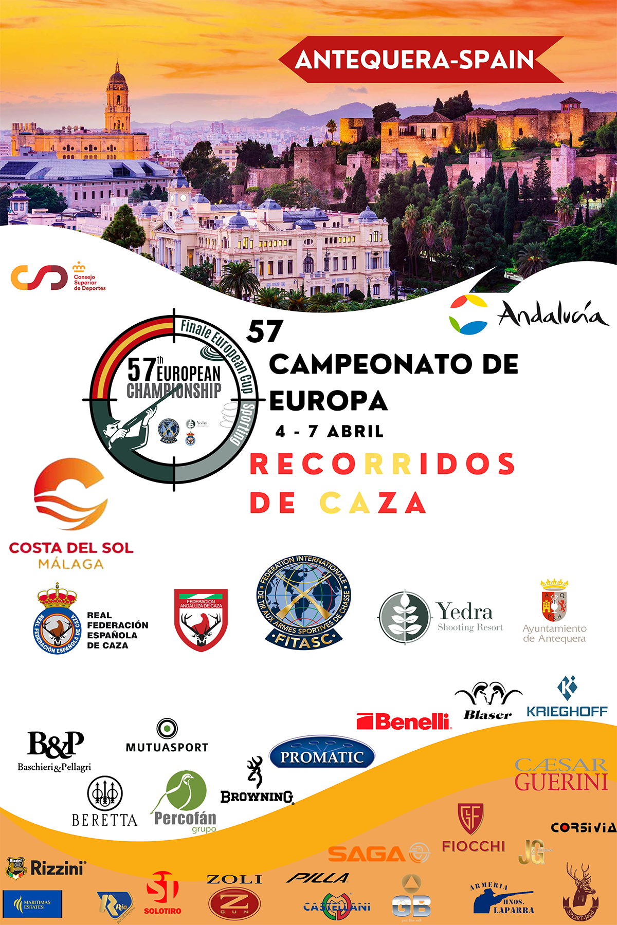 Del 4 al 7 de abril el municipio malagueño de Antequera acogerá la celebración del 57 Campeonato de Europa de Recorridos de Caza