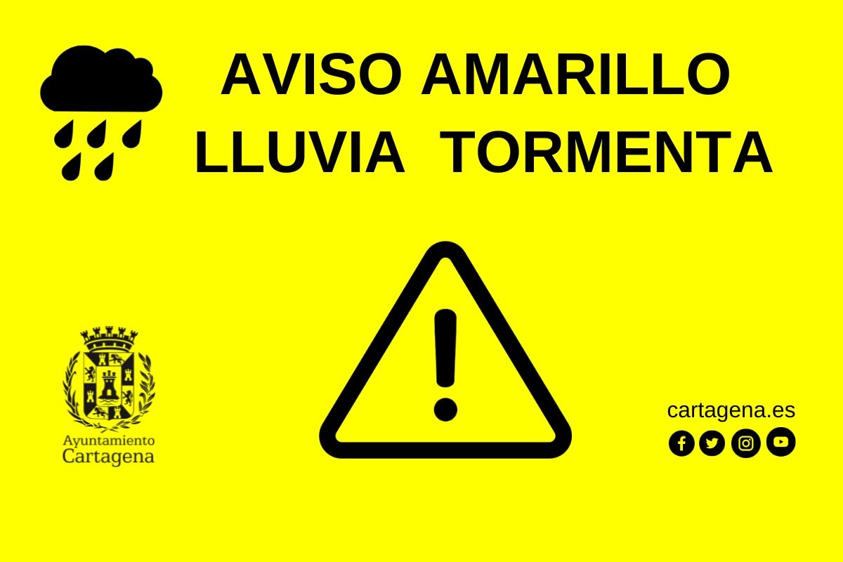 Aviso amarillo por lluvias y tormentas en Cartagena este domingo