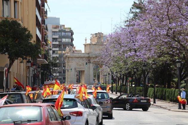 Manifestación motorizada en València convocada por Vox