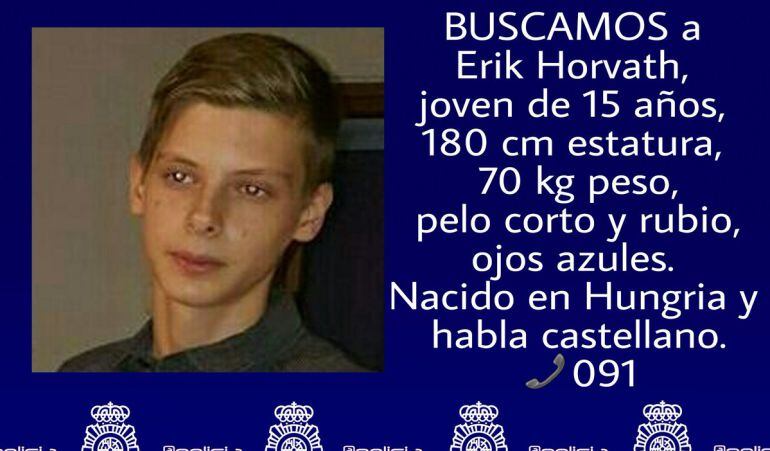 Los agentes han pedido colaboración para dar con Erik