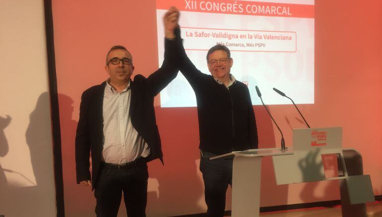 El president de la Generalitat y secretario general del PSPV-PSOE, Ximo Puig, en la inauguración del congreso comarcal de La Safor-Valldigna en el que se proclamará a Voro Femenía como secretario general de esta agrupación comarcal