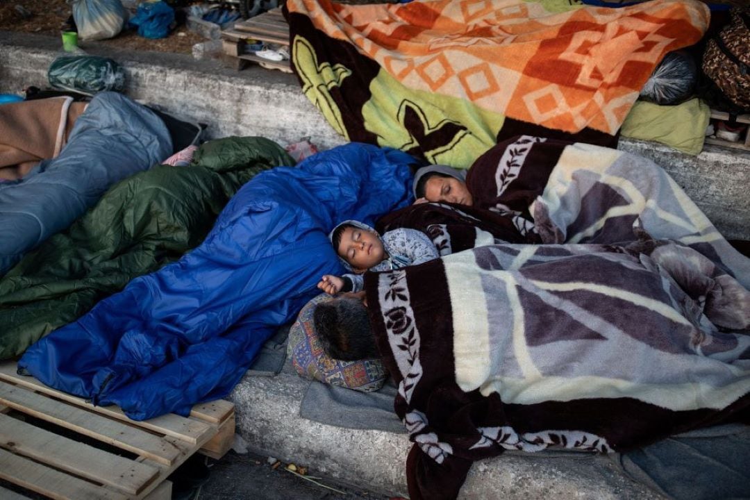 Imagen de refugiados en Moria, en Grecia