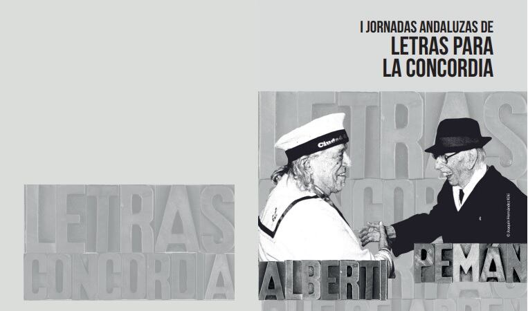 Cartel anunciador de las jornadas andaluzas &quot;Letras para la Concordia&quot; con la famosa fotografía de Kiki