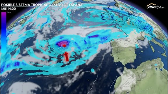 Posible ciclón tropical camino de España la próxima semana. /eltiempo.es