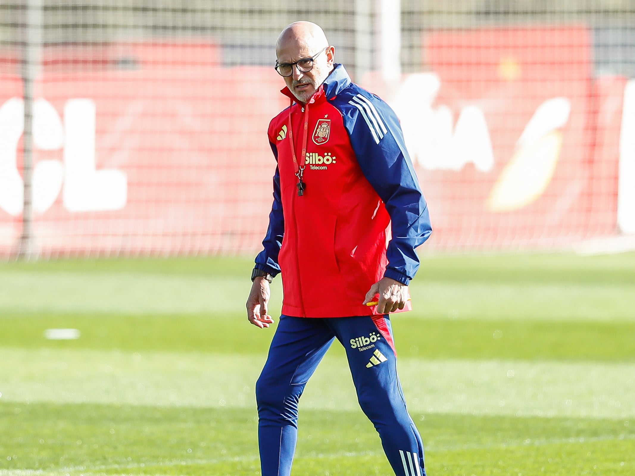 Luis de la Fuente durante un entrenamiento con la Selección Española