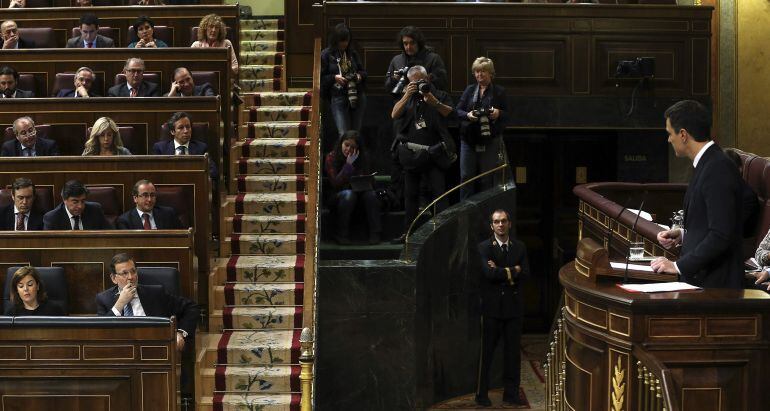 Pedro Sánchez, durante una sesión en el Congreso de los Diputados