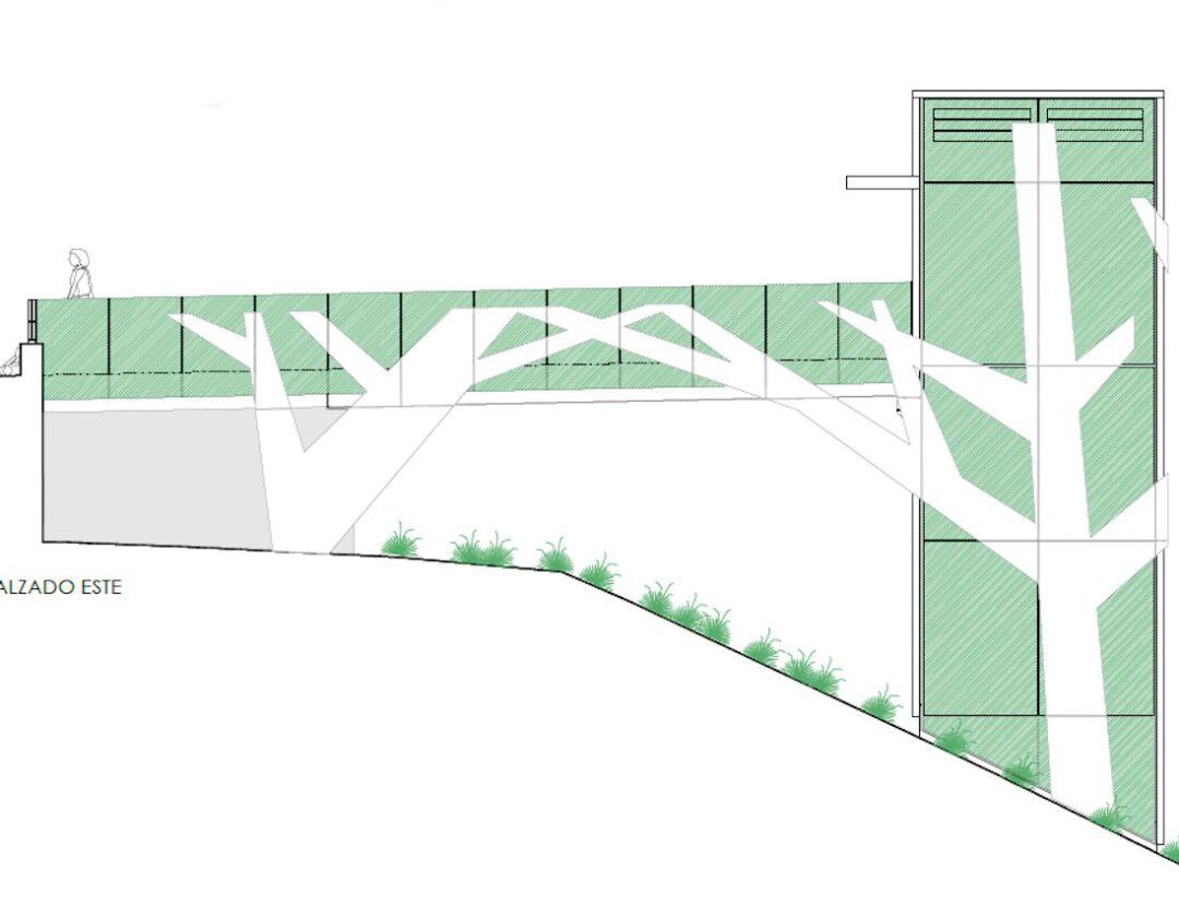 Alzado este del ascensor panorámico que se construirá en Nueva Ciudad.