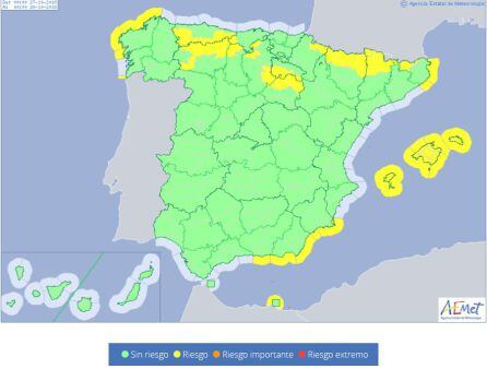 Mapa de zonas en riesgo del sábado 27 de octubre