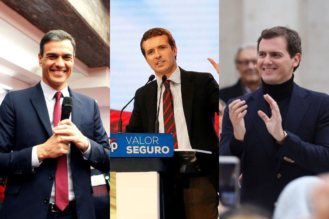 Pedro Sánchez, Pablo Casado y Albert Rivera