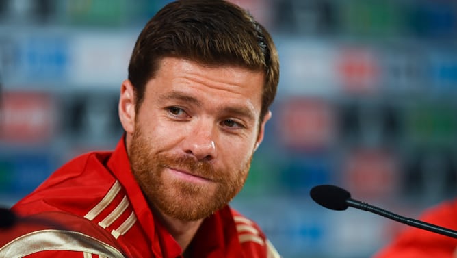 Xabi Alonso, durante la rueda de prensa en Curitiba.