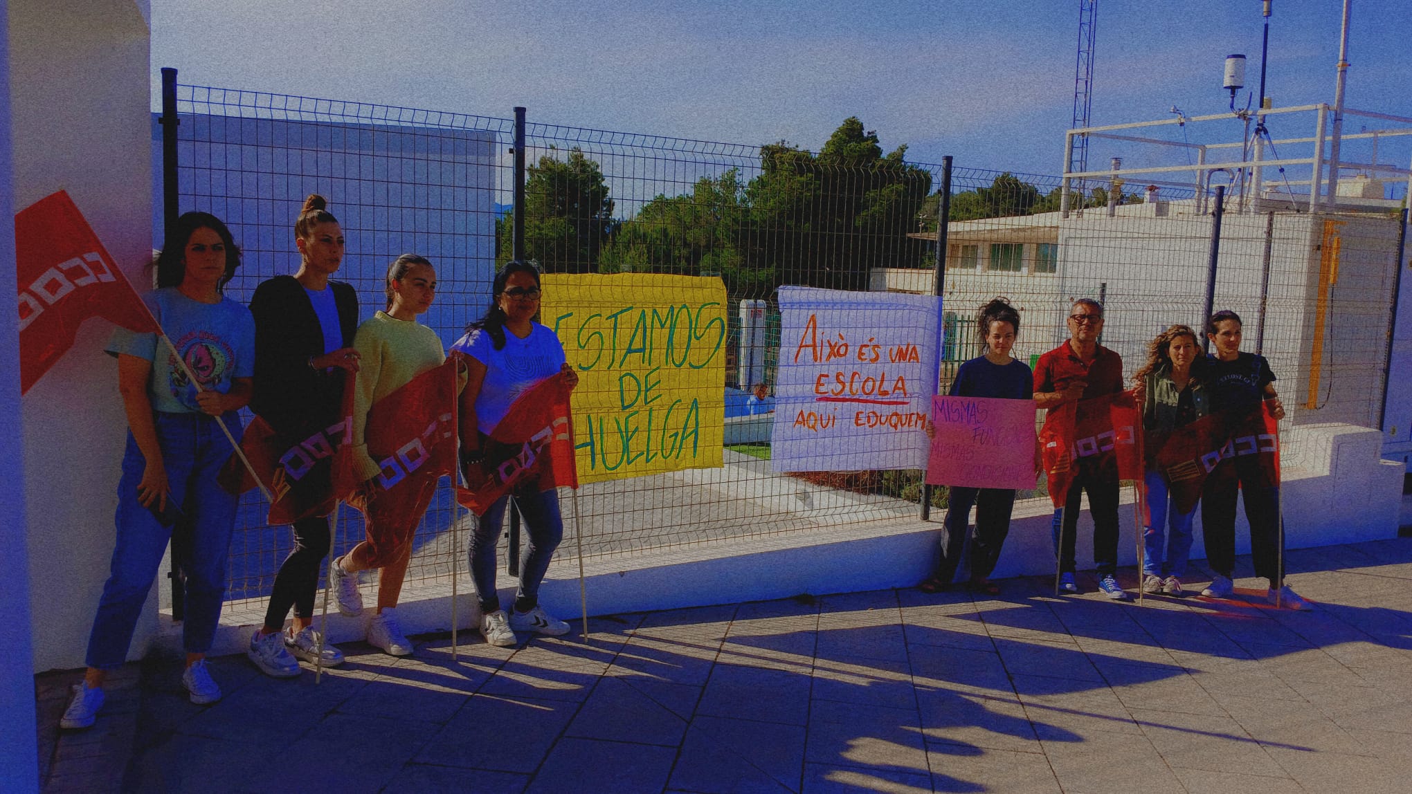 Las educadoras durante una de las jornadas de huelga