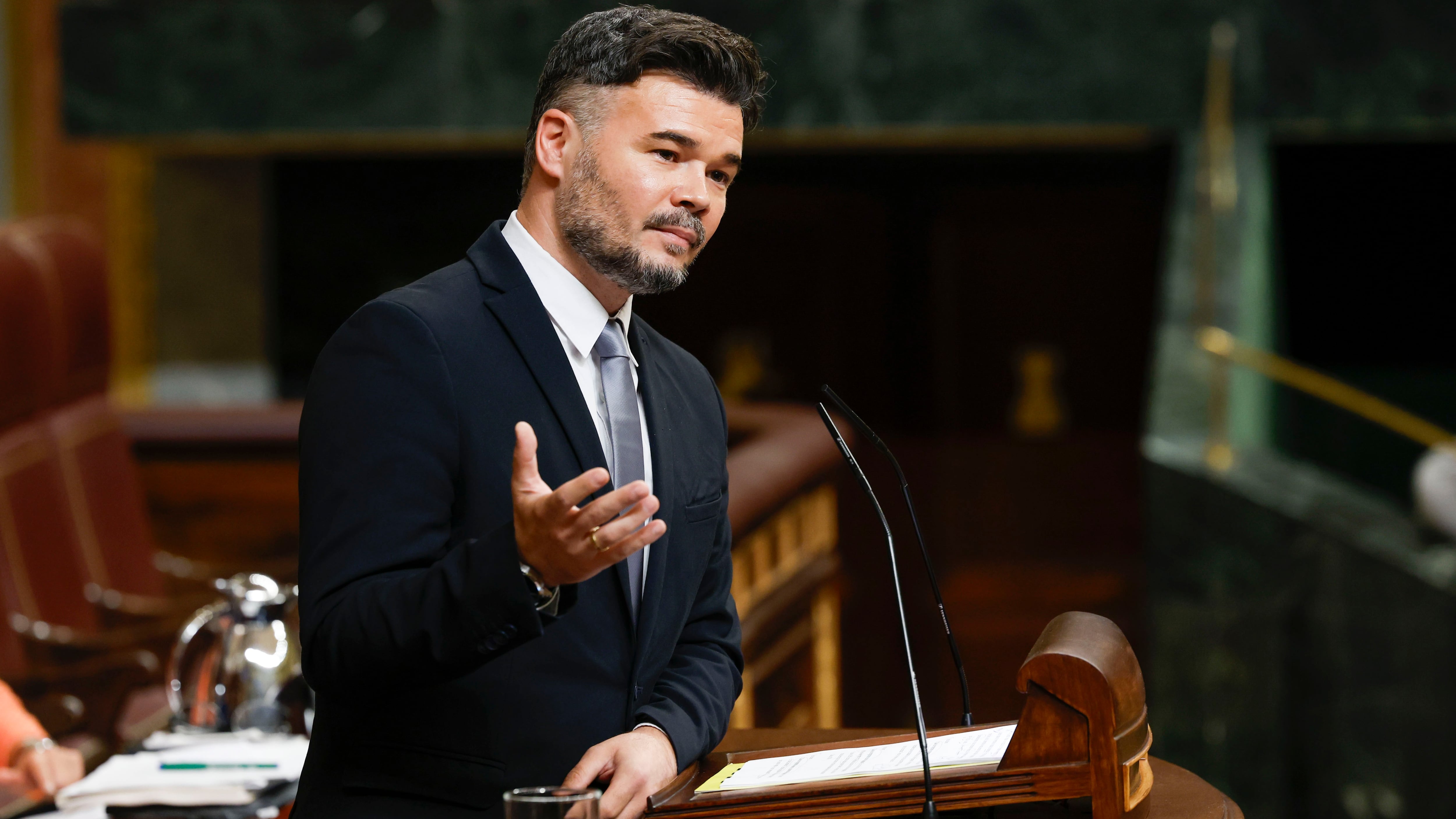 El portavoz parlamentario de ERC, Gabriel Rufián, interviene en el Congreso.