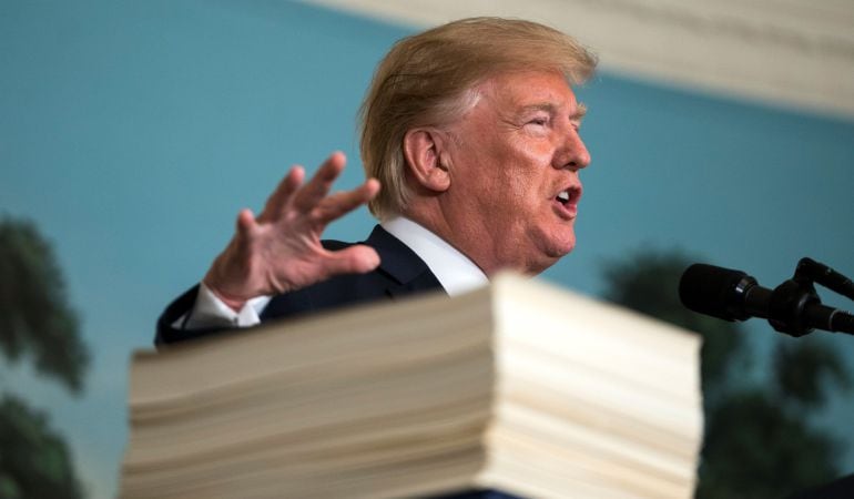 El presidente estadounidense, Donald J. Trump, ofrece una rueda de prensa en la Casa Blanca.