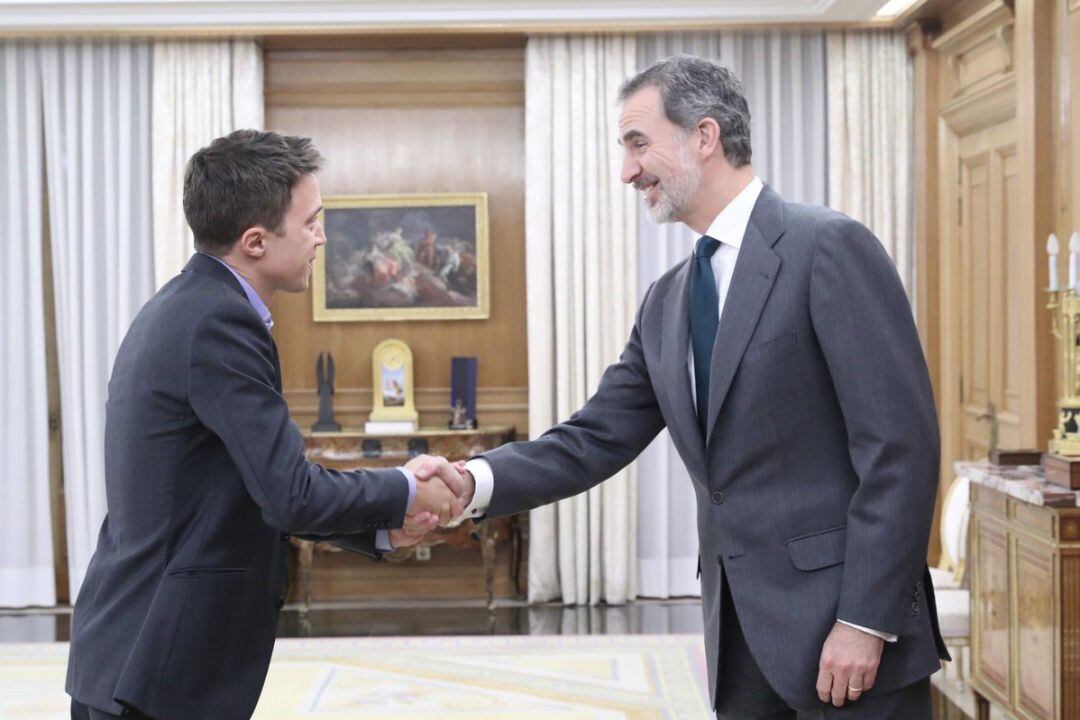 El Rey Felipe VI recibe al líder de Más País, Íñigo Errejón, este martes en el Palacio de la Zarzuela