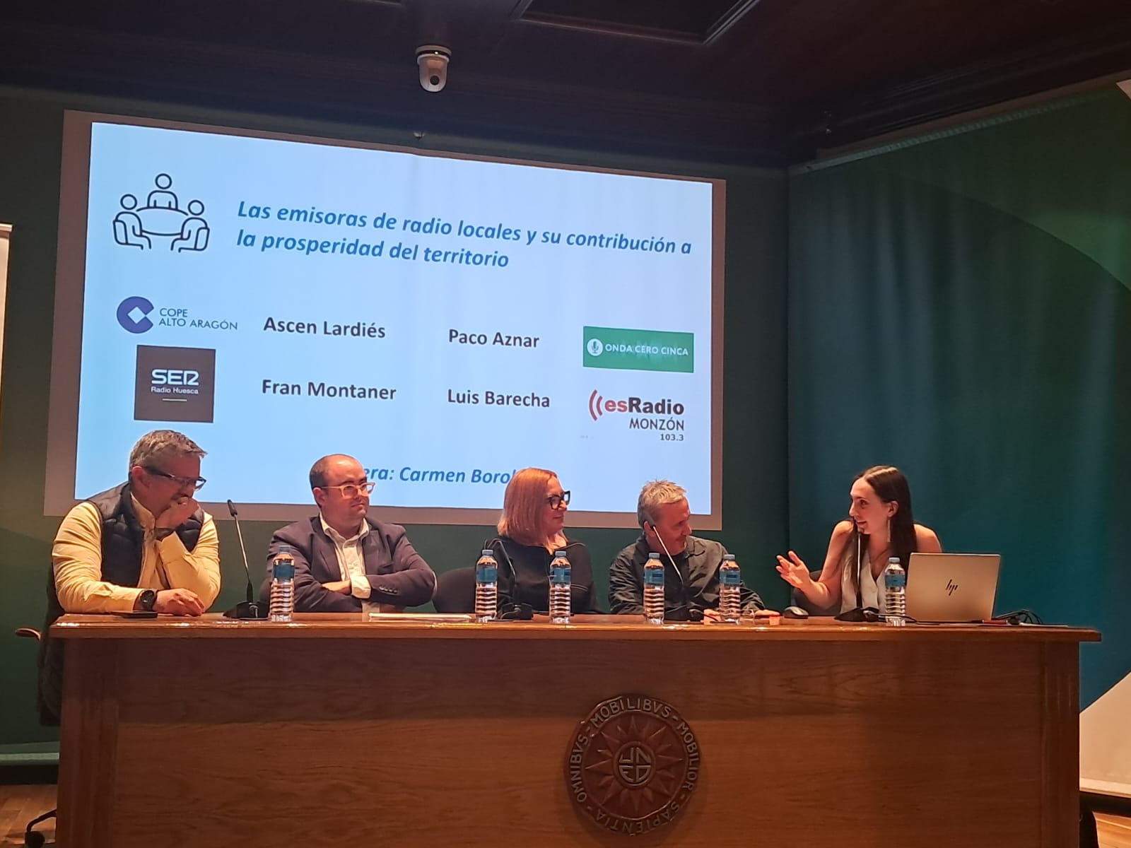 Fran Montaner, Luis Barecha, Ascen Lardiés y Paco Aznar junto a Carmen Borobio