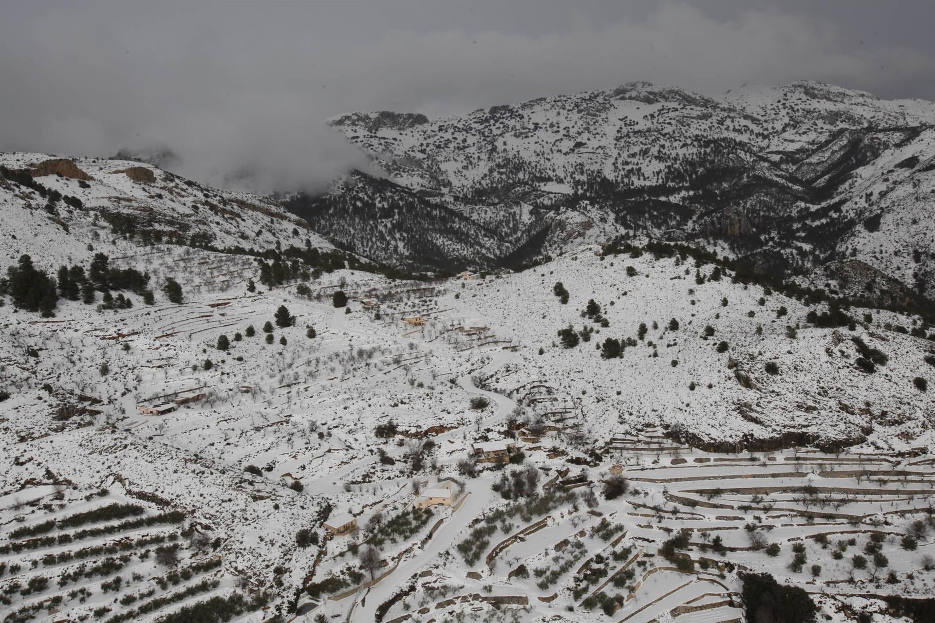 Nieve en la provincia de Alicante durante el temporal en imagen de archivo. Foto: Diputación de Alicante