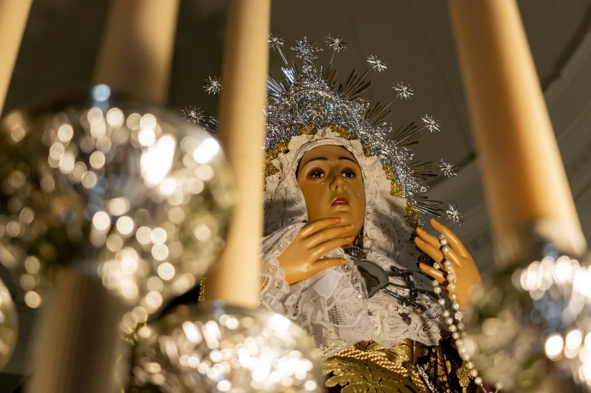 Virgen Dolorosa, una de las imágenes de la Cofradía Virgen de las Angustias , Cristo de la Columna y Virgen Dolorosa de Quintanar de la Orden