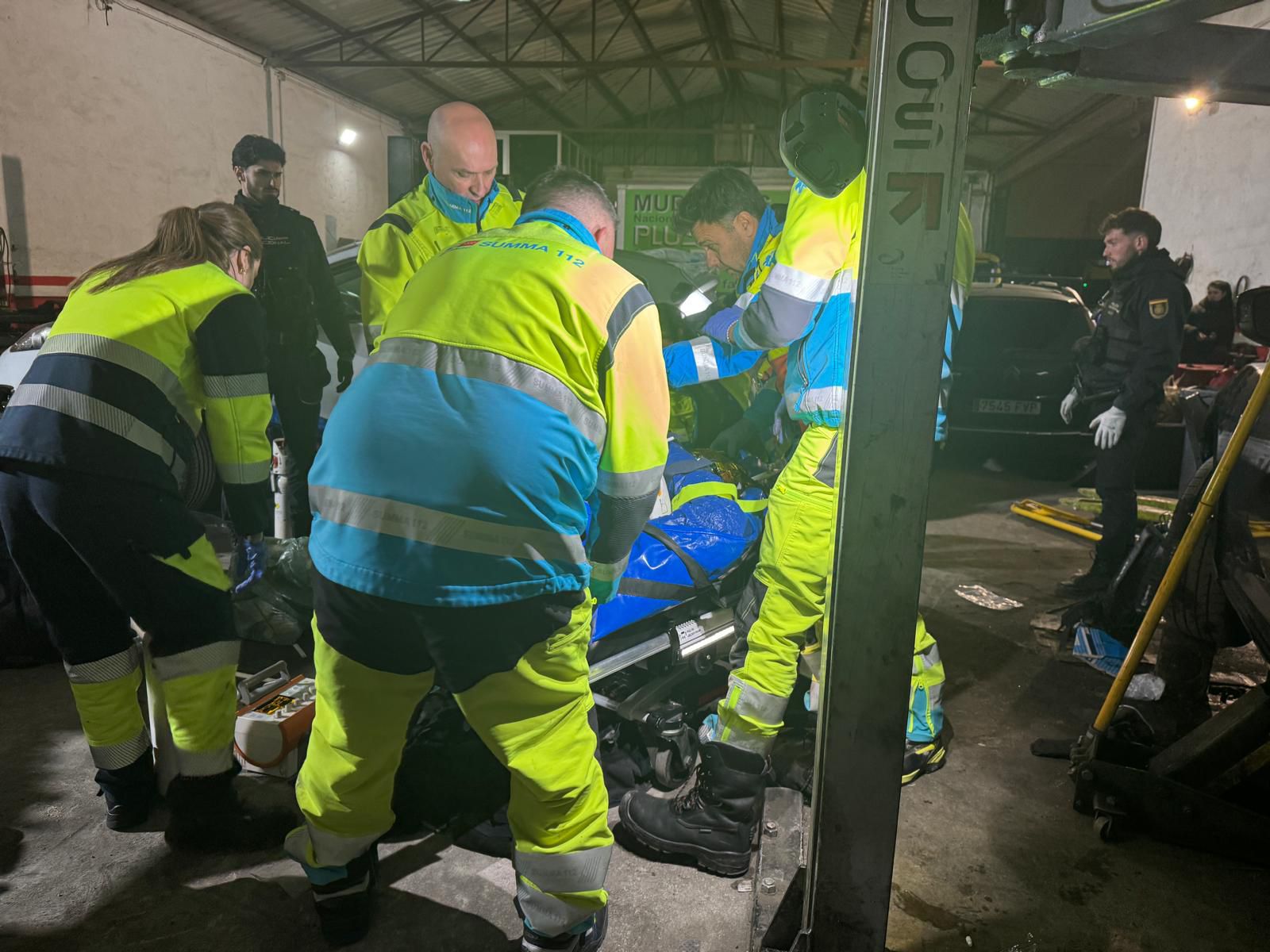 El accidente laboral en un taller mecánico de Leganés, en el kilómetro 9 de la A-42.