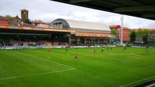 Imagen del Estadio de Las Llanas durante un partido de la presente temporada.