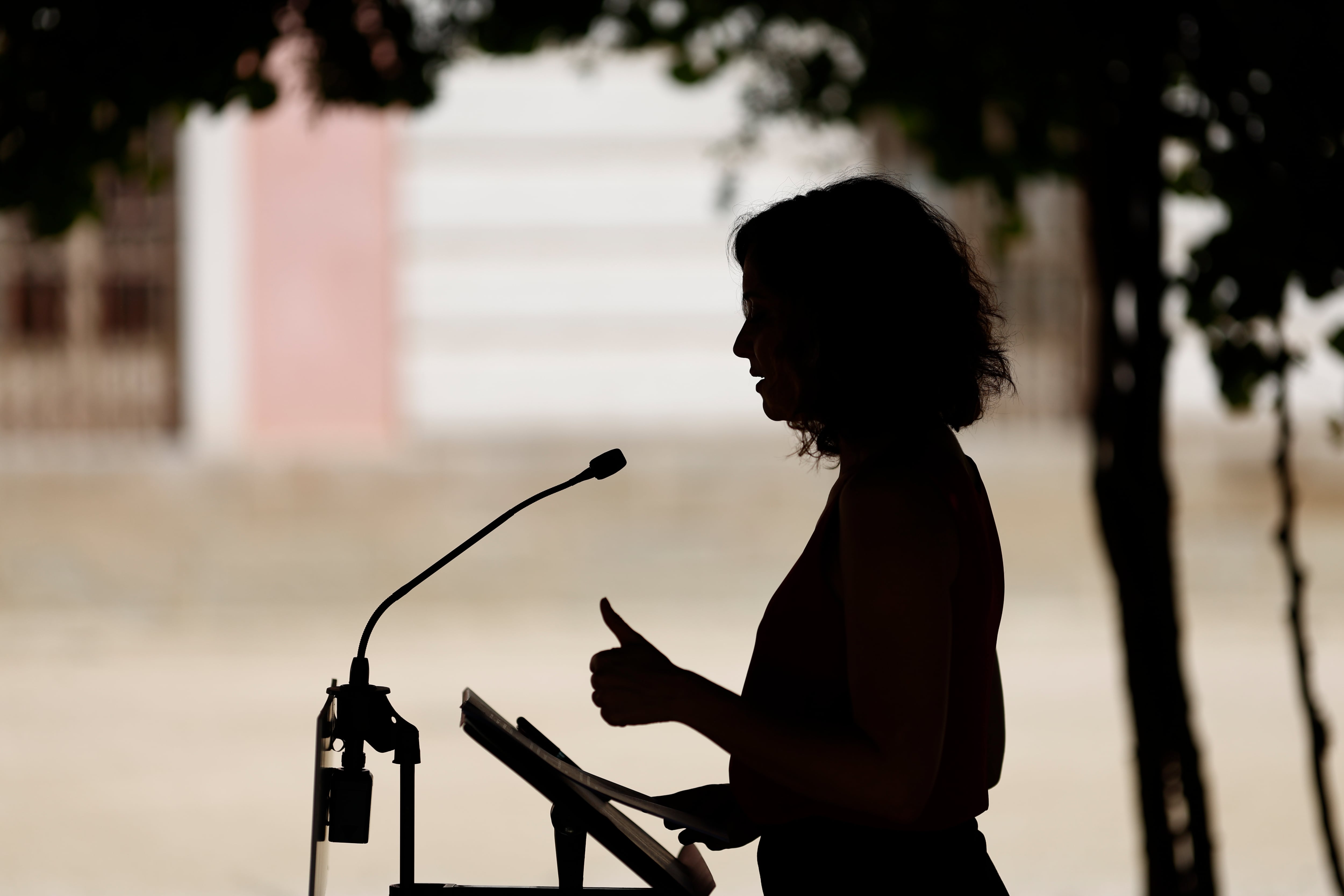 La presidenta de la Comunidad de Madrid, Isabel Díaz Ayuso, durante  un discurso