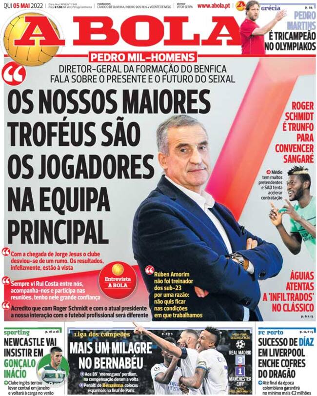 Portada del diario A Bola