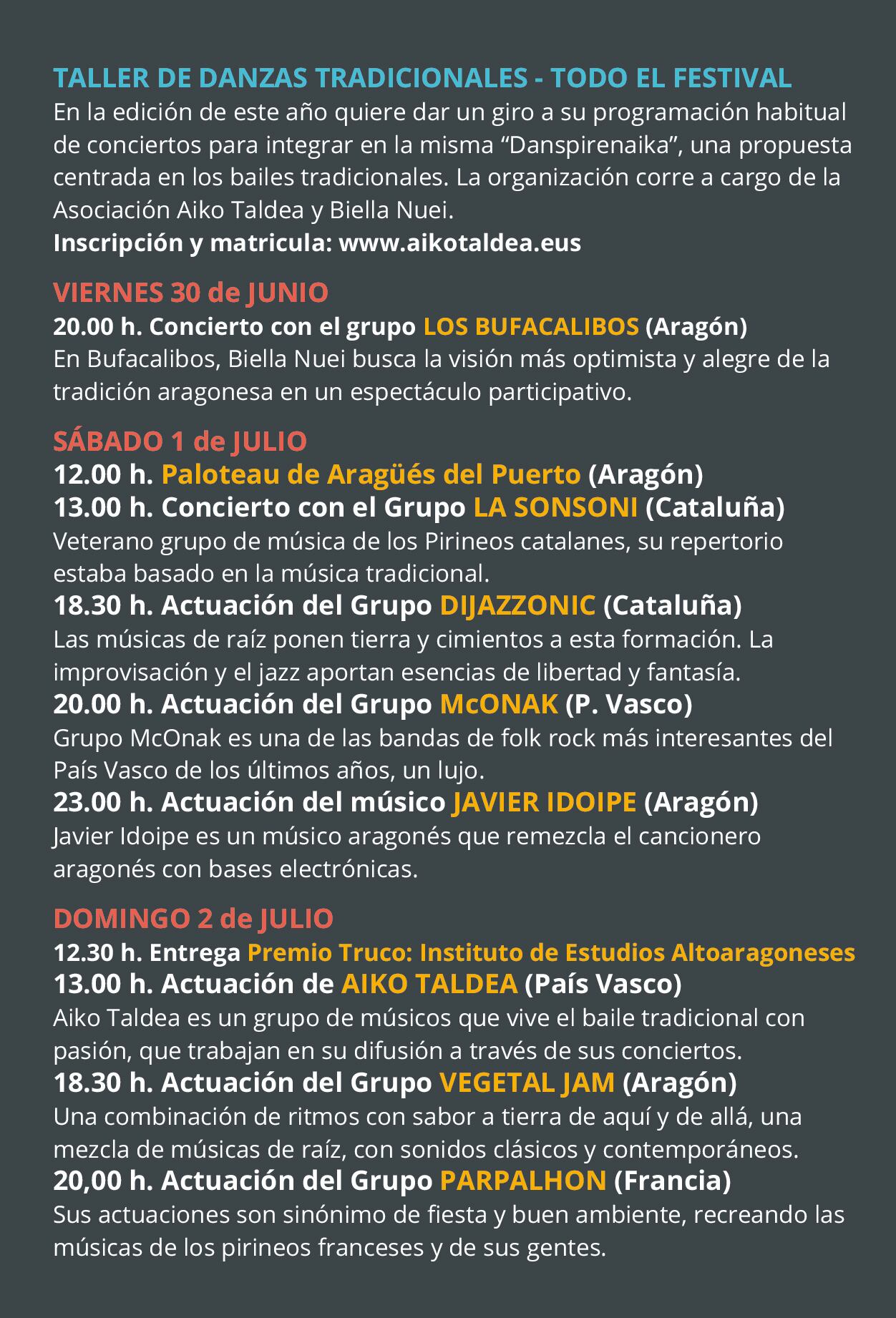 Tres días con actuaciones