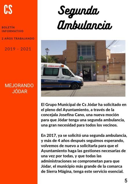 Refereancia a la solicitud de la Segunda Ambulancia para el Centro de Salud de Jódar