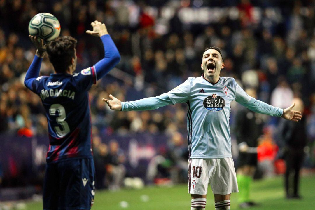 Iago Aspas durante el partido de Liga ante el Levante