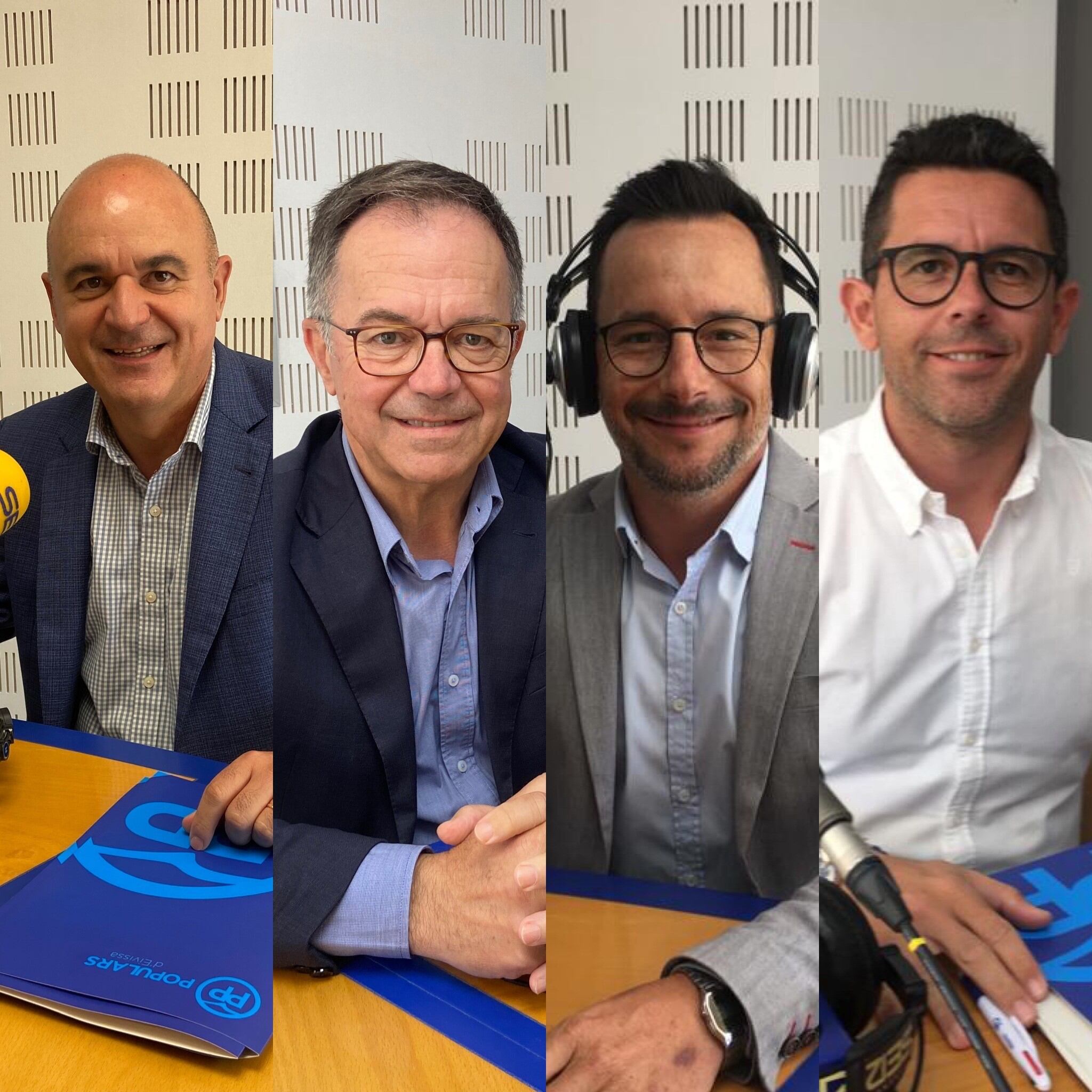 Los candidatos al Consell y al Ayuntamiento de Ibiza, Vicent Marí (PP), Josep Marí Ribas (PSOE), Rafa Ruiz (PSOE) y Rafa Triguero (PP)