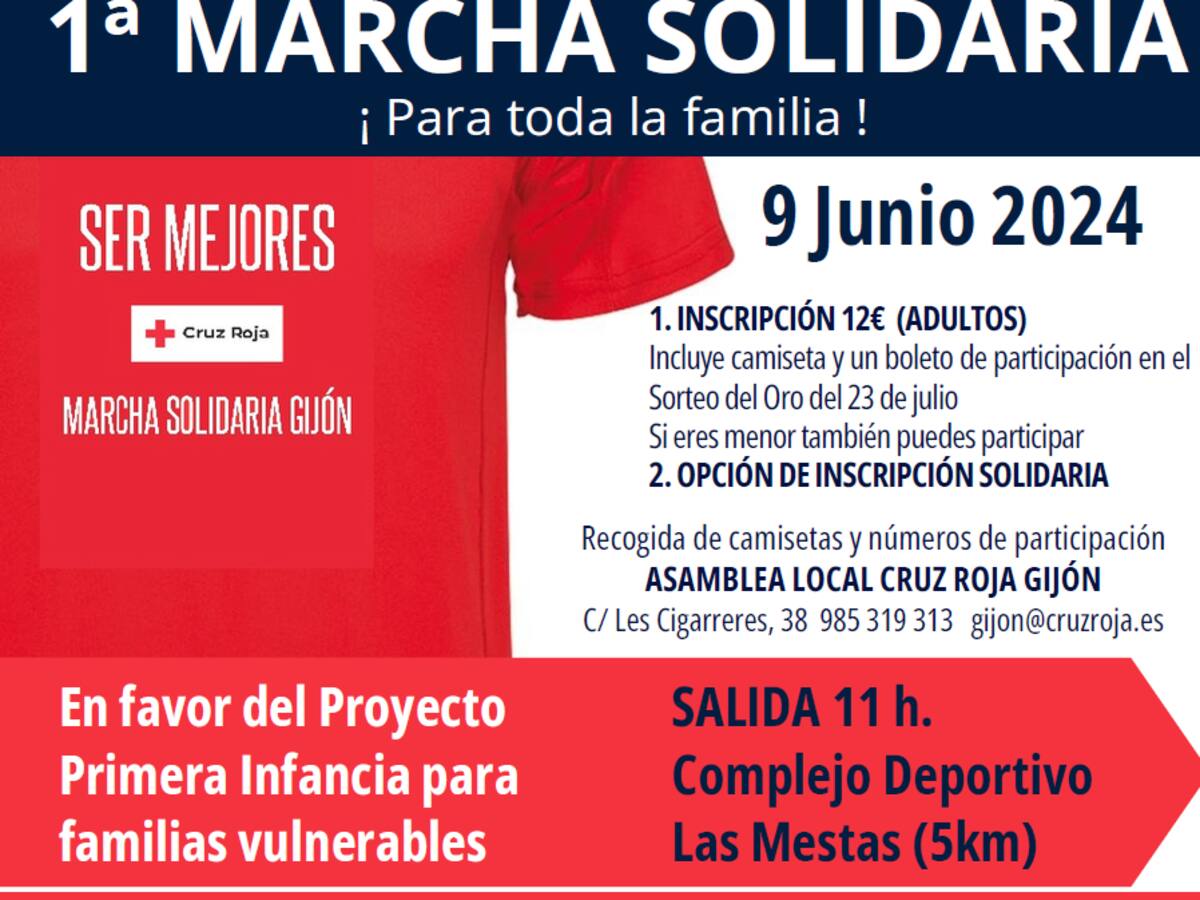 Primera Marcha Solidaria de Cruz Roja Gijón domingo 9 de junio.