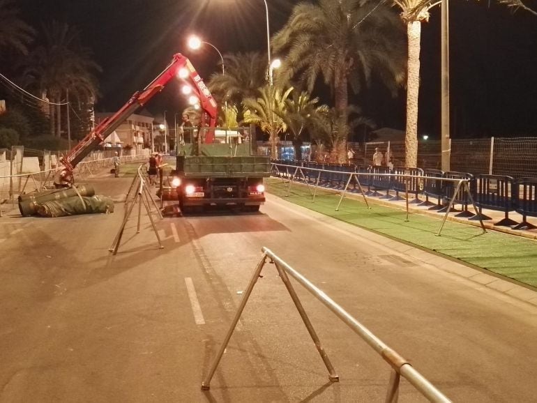 Instalación de boxes para el triatlón