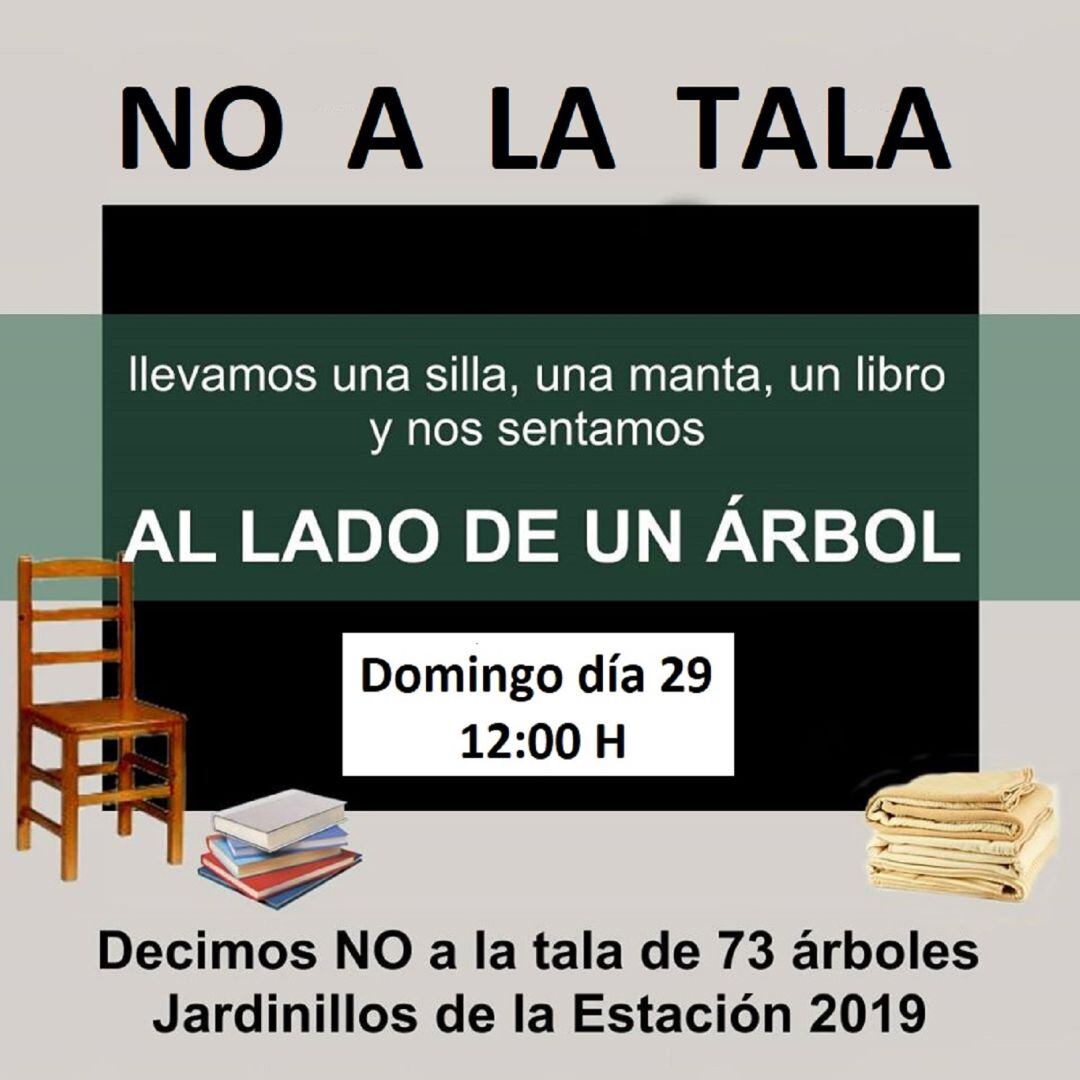 Un conocido intelectual de Palencia lidera una original forma de protestar contra la tala de árboles en el parque de Los Jardinillos 