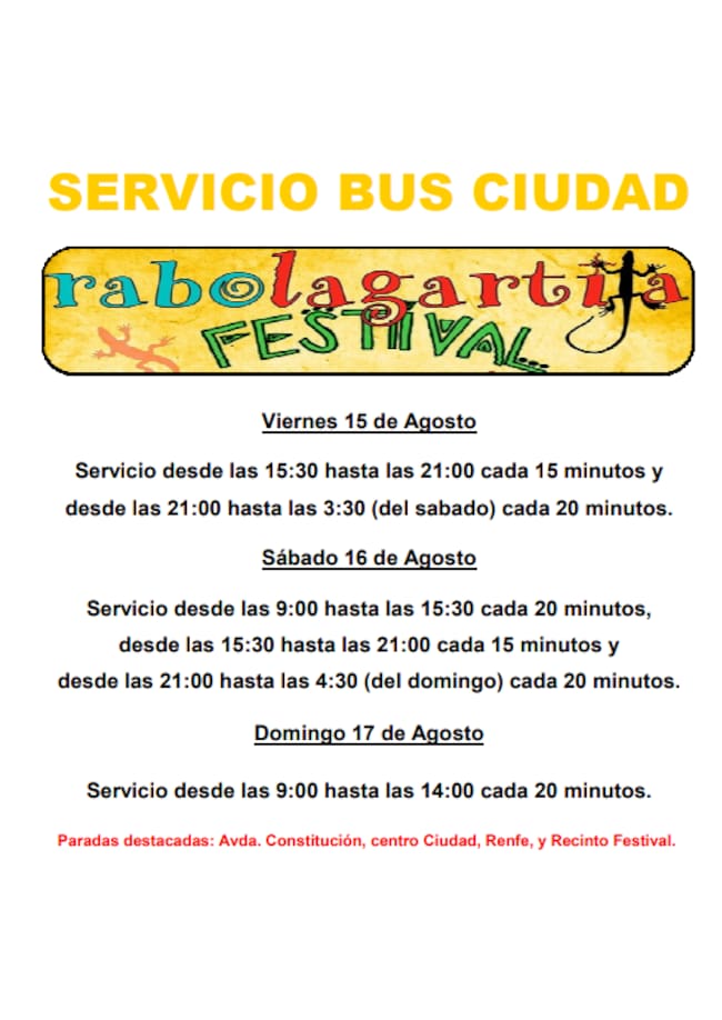 Servicio de bus en Rabo Lagartija