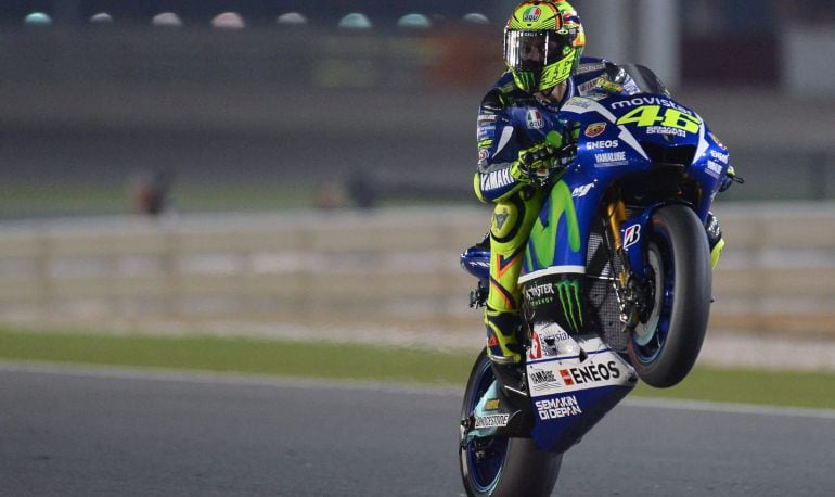 Rossi celebra su victoria en Losail