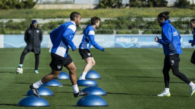Entrenamiento del Málaga en el estadio Ciudad de Málaga