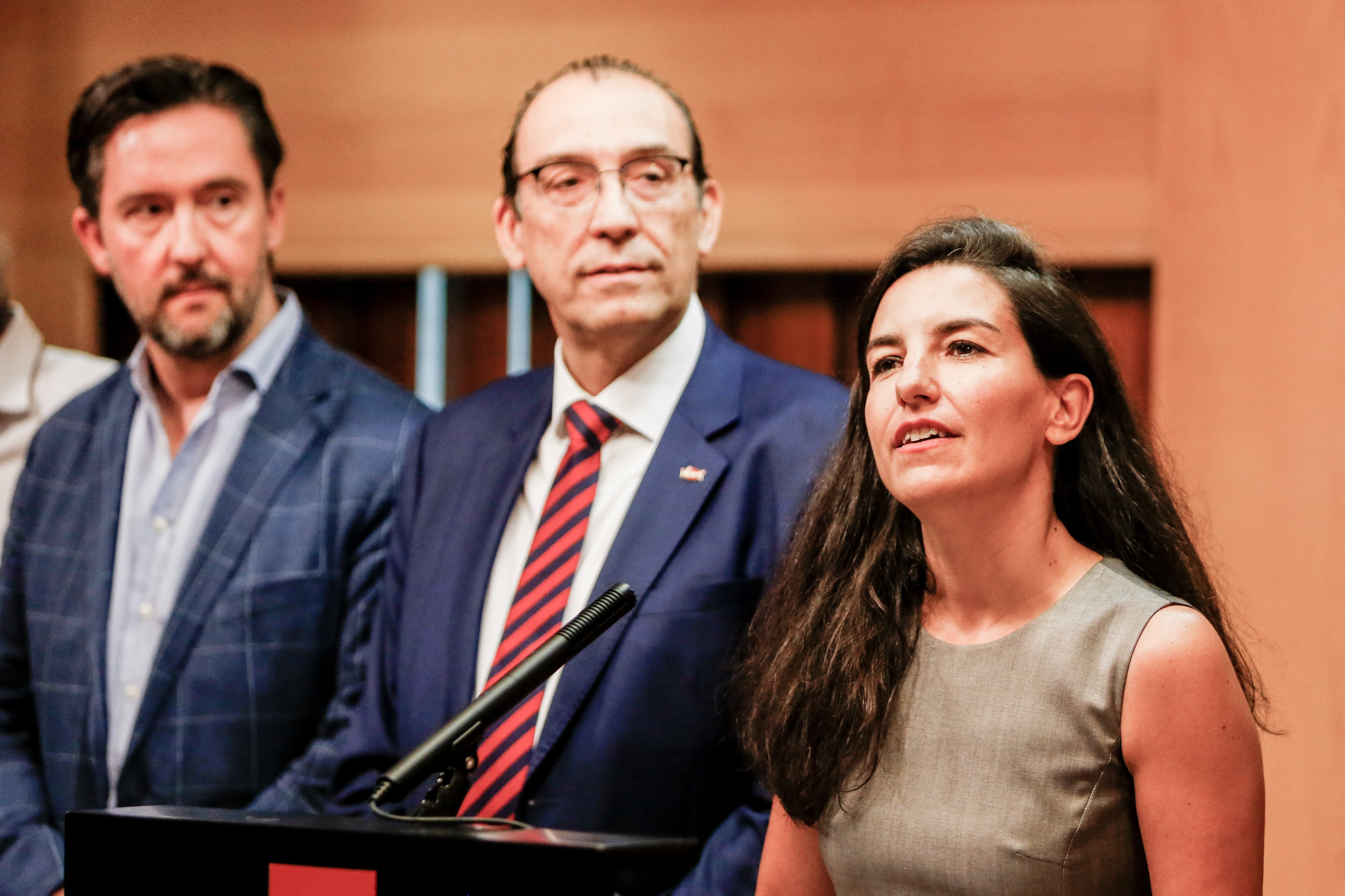 José Luis Ruiz Bartolomé, número dos de Vox en la Asamblea de Madrid, el primero a la izquierda