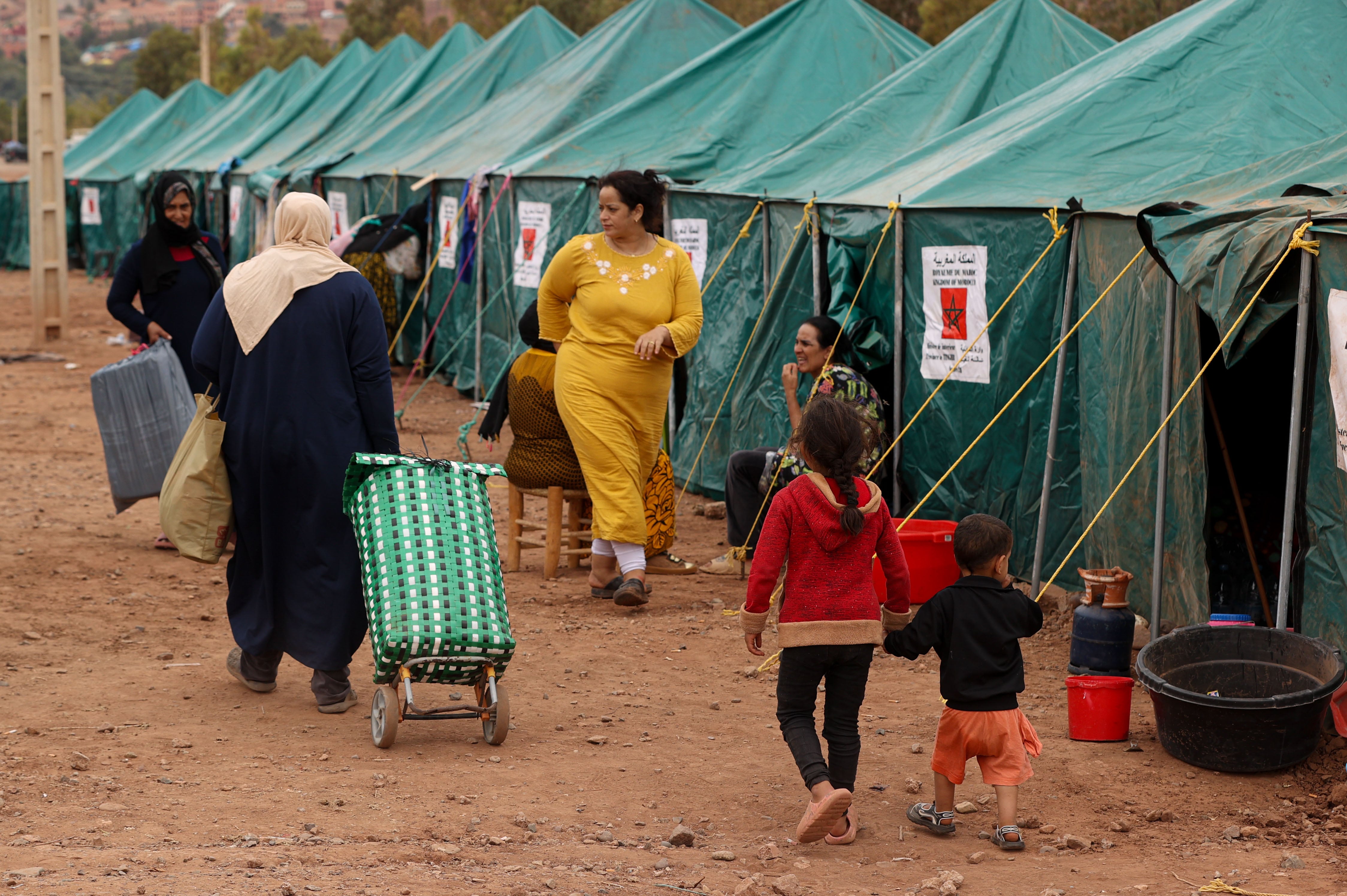 Campamento de desplazados por el terremoto de Marruecos en la localidad de Asni, al sur de Marrakech