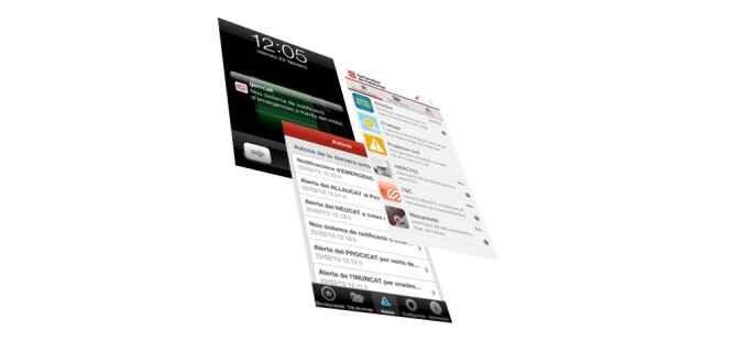 Diferents pantalles de la nova aplicació d&#039;emergències de la Generalitat