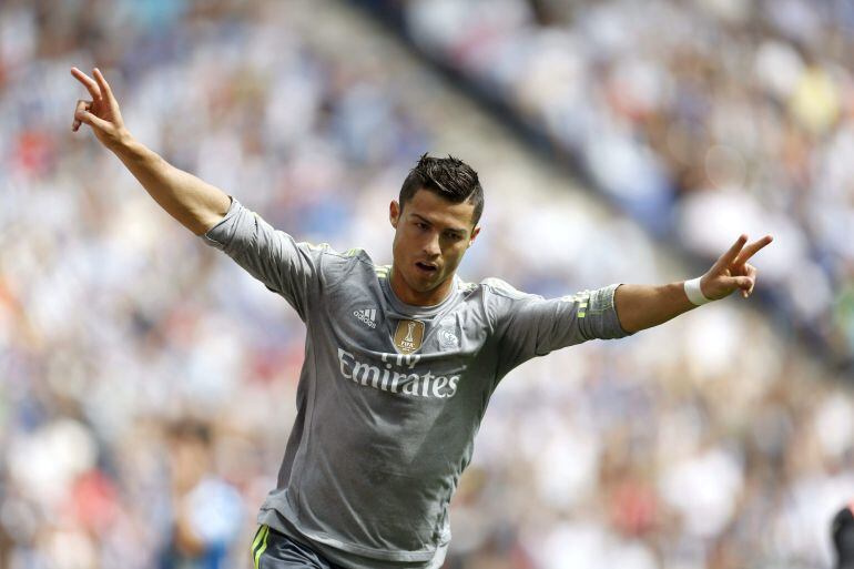 Cristiano Ronaldo celebra el primer gol ante el Espanyol