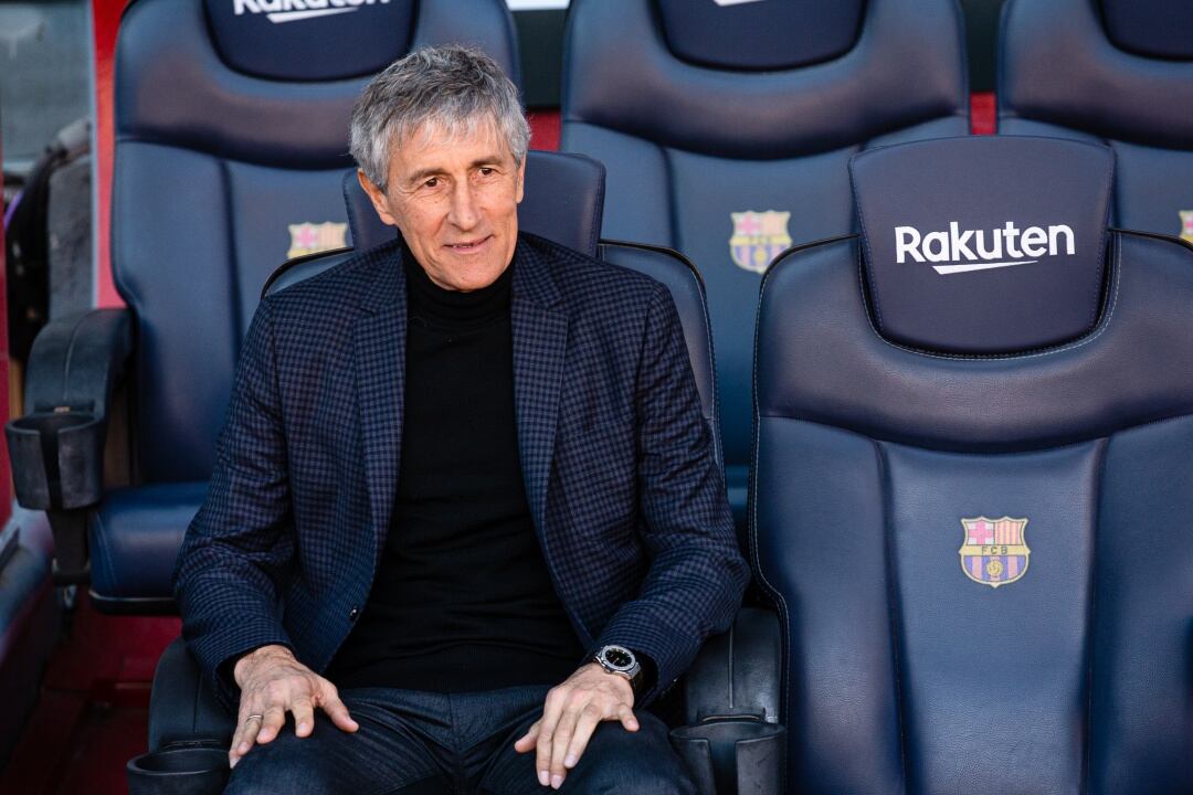 Setién en el banquillo del Barça