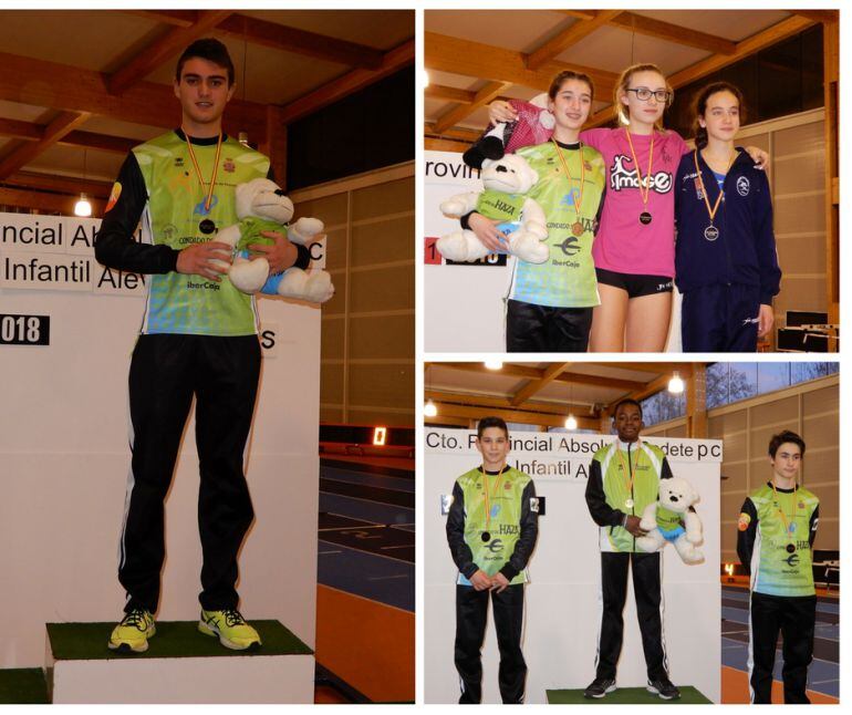 Varios de los medallistas arandinos en el Provincial del Pista Cubierta.