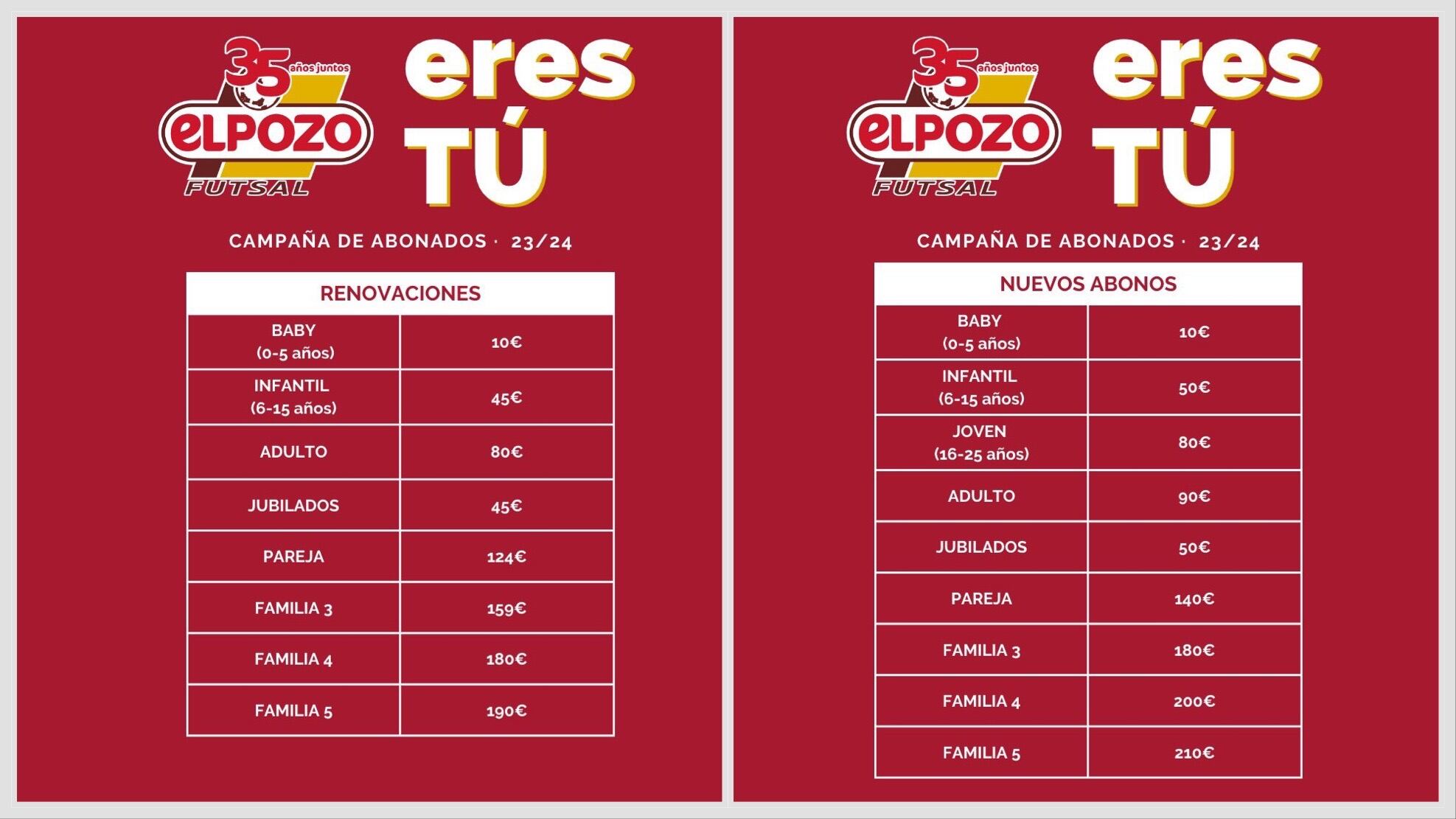 Precios de la campaña de abonos de ElPozo Murcia