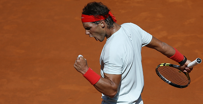 Rafa Nadal celebra su victoria en octavos del torneo de Madrid