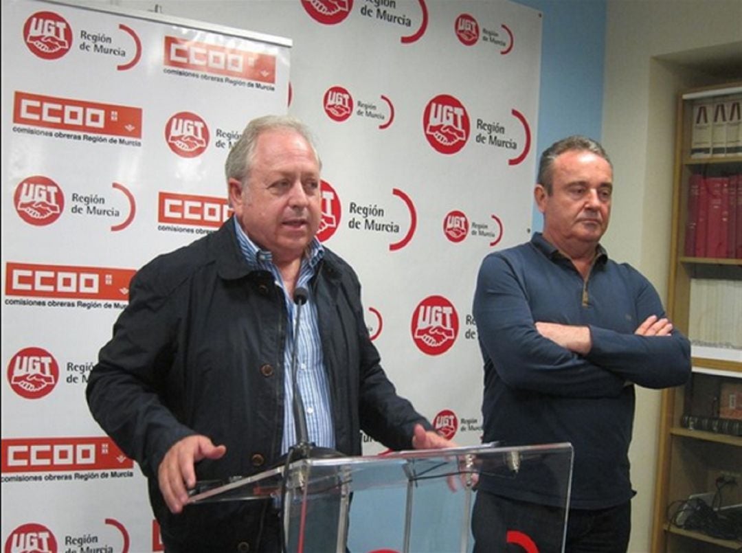 Antonio Jiménez (UGT) y Santiago Navarro (CCOO) en una comparecencia conjunta