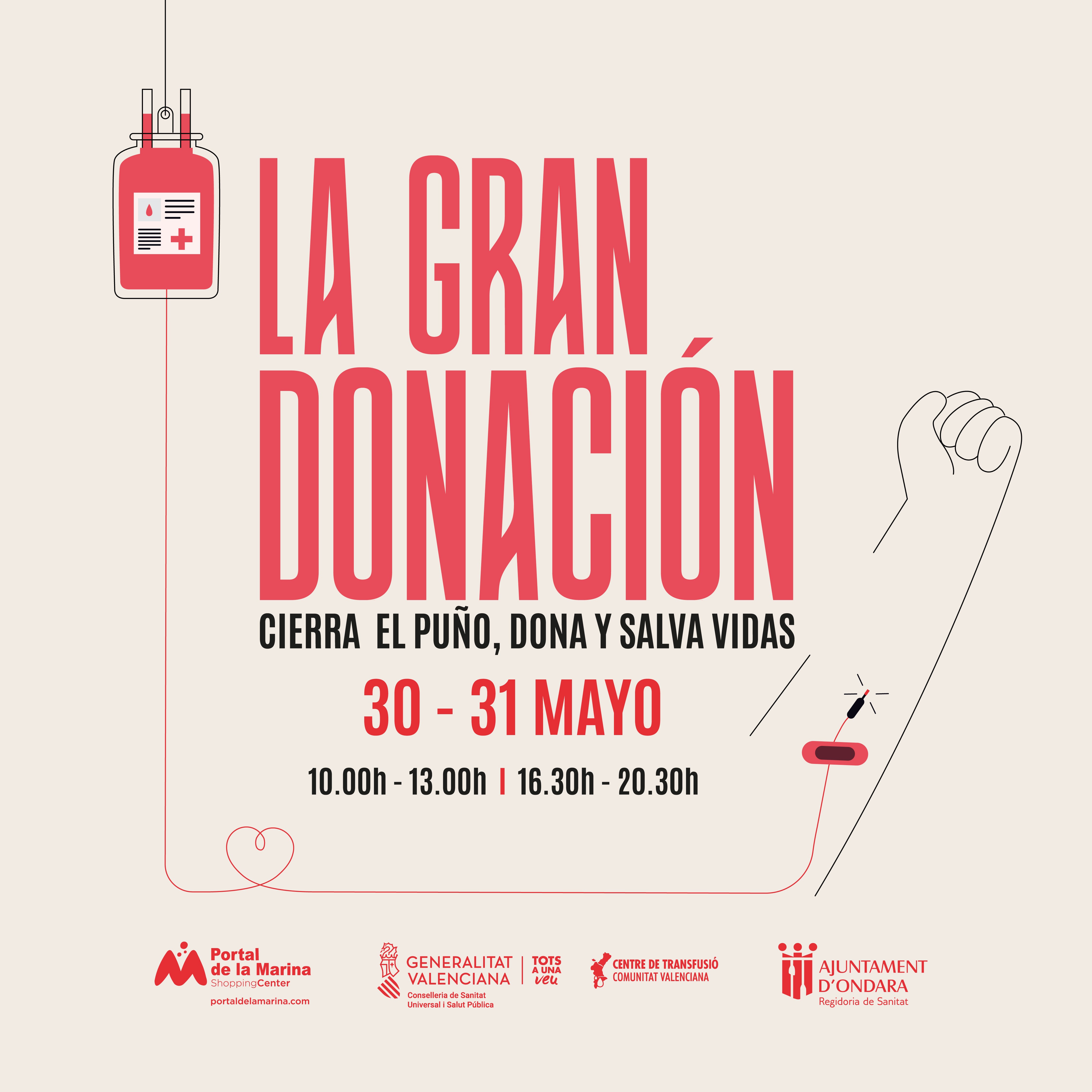 Cartel del maratón de donación de sangre.