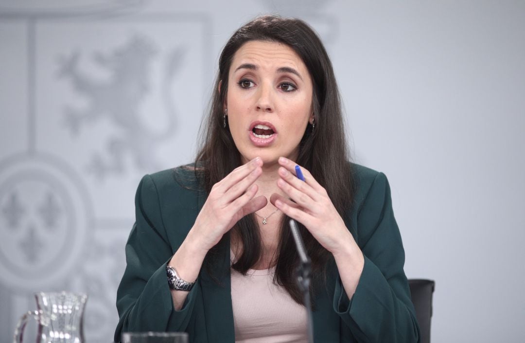 La ministra de Igualdad, Irene Montero, durante una rueda de prensa del Consejo de Ministros.