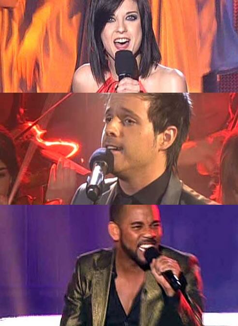 Virginia, Pablo y Chipper, finalistas de la edición 2008 de Operación Triunfo.