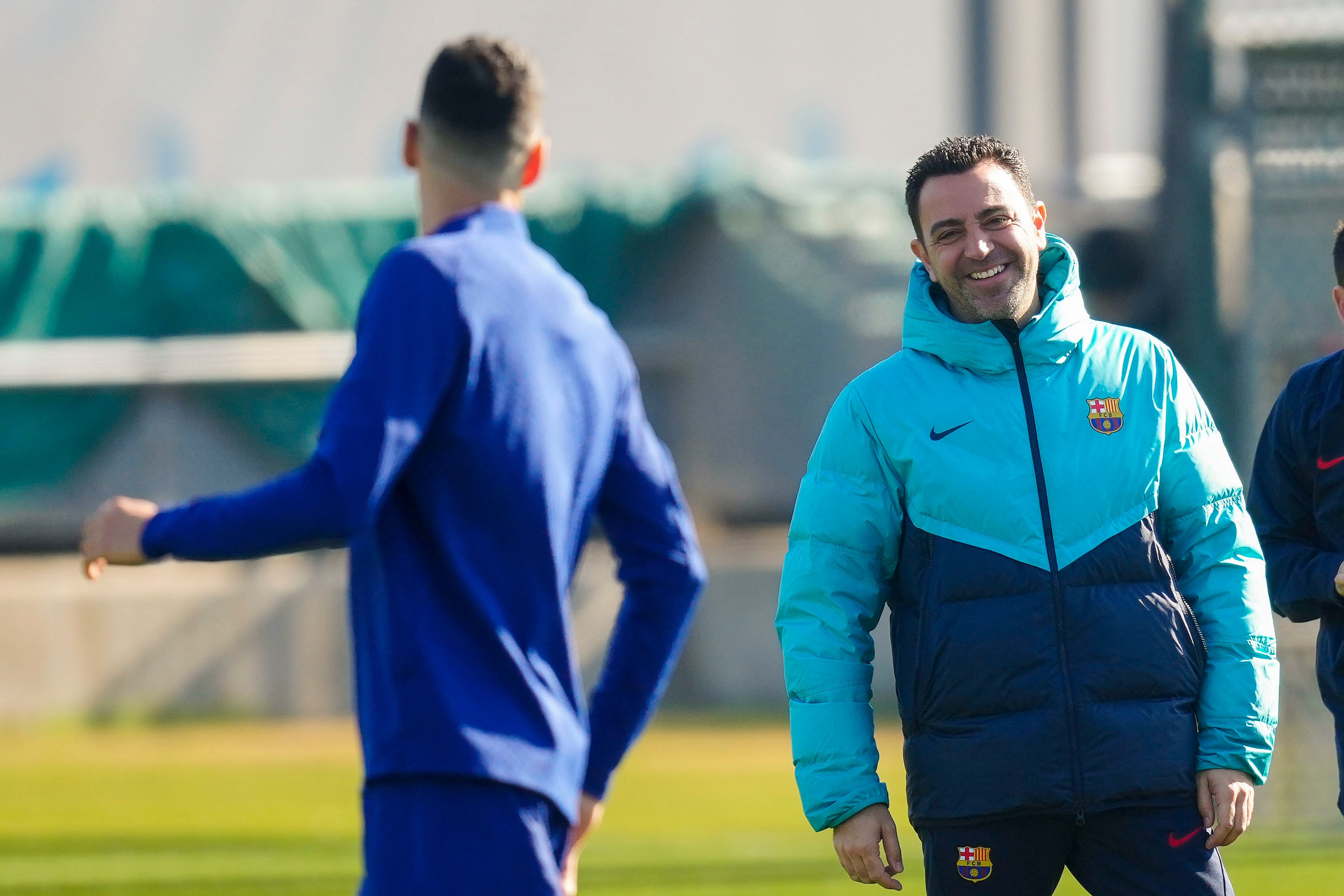 Xavi, durante el entrenamiento de este sábado.